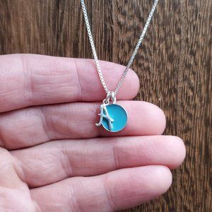 20 Inch Sterling Silver Small Letter A Charm Necklace